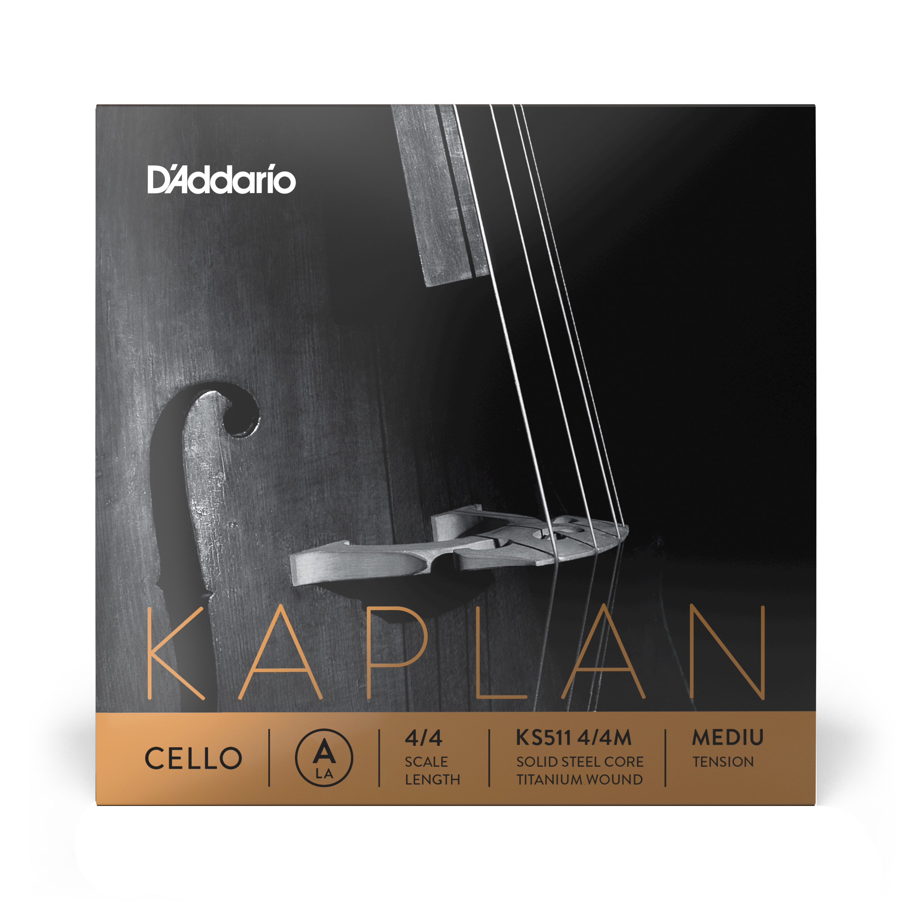 Daddario orchestral it Ks511 4/4m corda singola la d'addario kaplan per violoncello, scala 4/4, tensione media